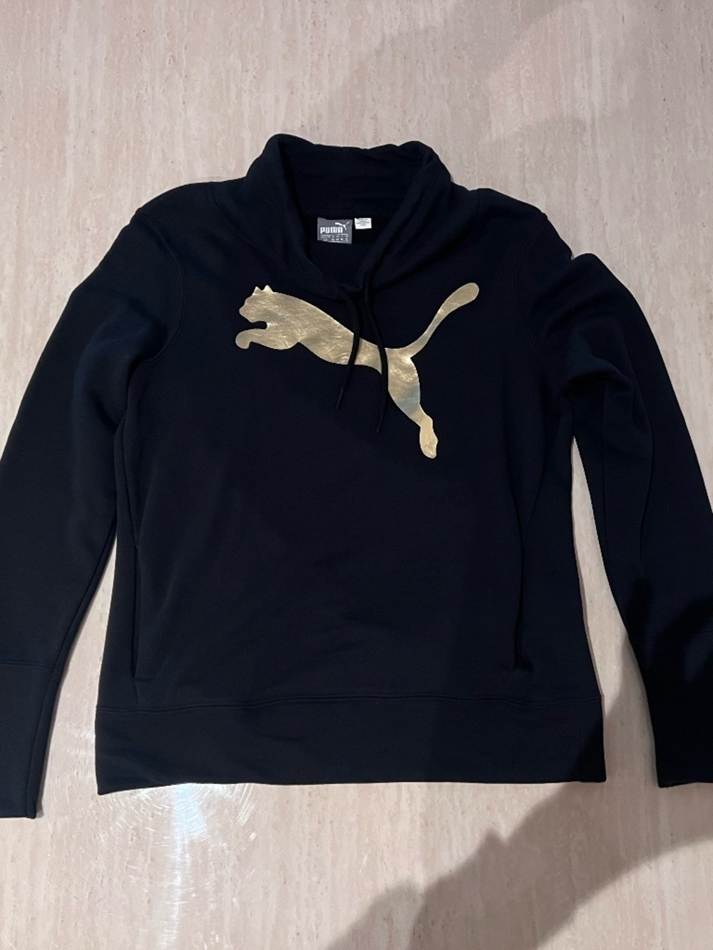 EUC Puma Black and Gold Crop Sweatshirt Top Size S